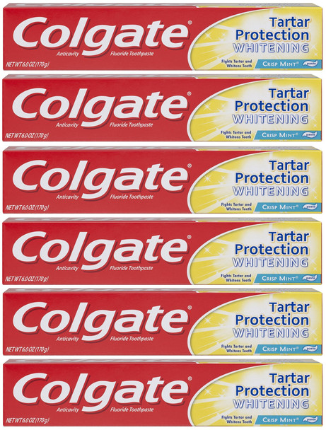 Colgate Tartar Protection Toothpaste with Whitening, Mint, 6 ounce, 6 Pack