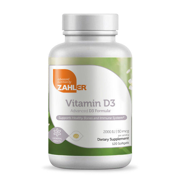 Zahlers Vitamin D3 Softgels 2000 Iu General Health 120 Softgels