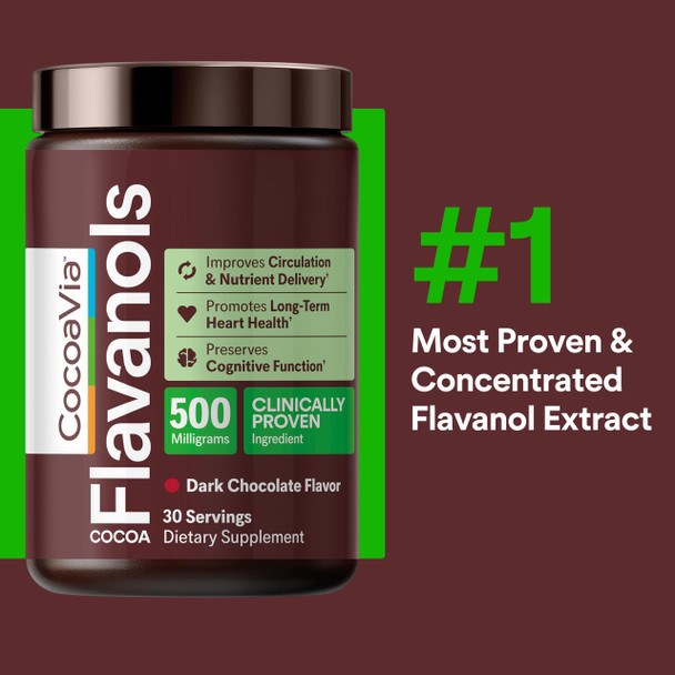 CocoaVia Cardio Health Cocoa Powder, 30 Servings, 500mg Cocoa Flavanols