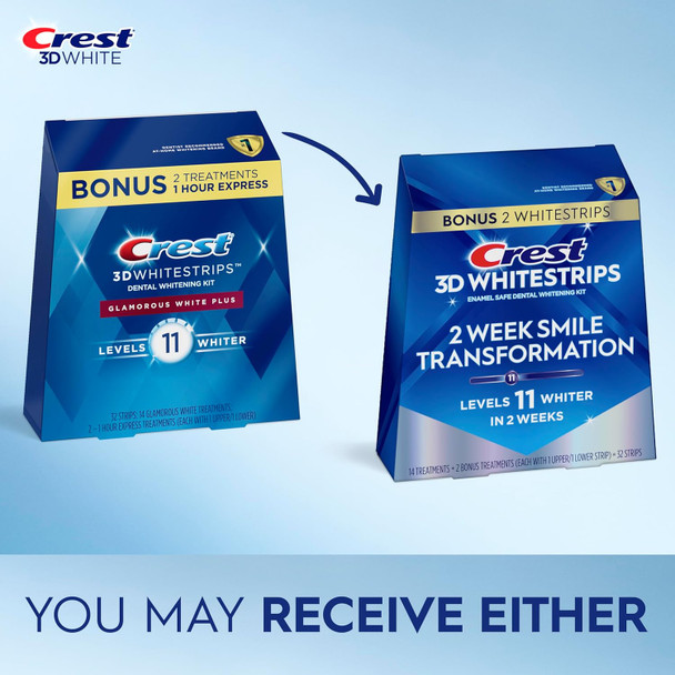 Crest 3D Whitestrips Glamorous White 3D White Teeth Whitening Strip Kit 32 Strips (16 Count Pack) - Crest Teeth Whitening Strips Teeth Whitening Kit