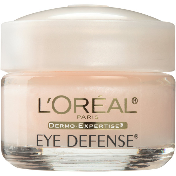 Eye Cream to Reduce Puffiness, Lines and Dark Circles, L'Oreal Paris Skincare Dermo-Expertise Eye Defense Eye Cream with Caffeine and Hyaluronic Acid For All Skin Types, 0.5 oz.
