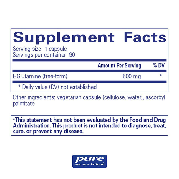 Pure Encapsulations, L-Glutamine, 500 Mg, 90 caps