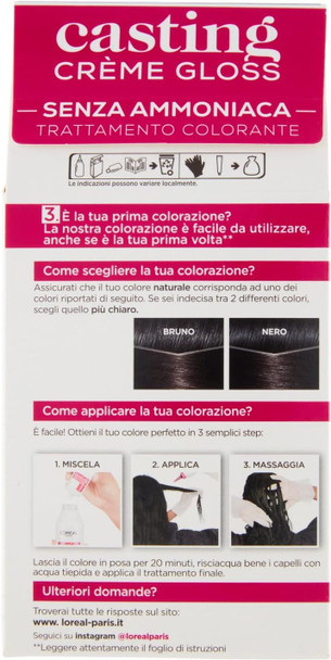 L'Oreal Casting 200 Black Ebony Cream No Ammonia - Estrosa Hair Dye