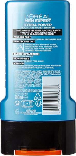 L'Oreal Men Expert Hydra Power Shower Gel For Men 300 Ml Pack Of 6 Bulk Buy