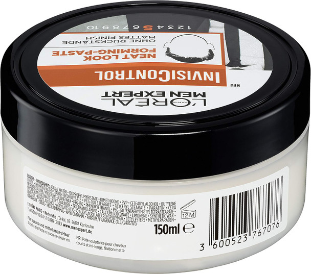 L'Oreal Men Expert Invisicontrol Neat Look Forming Paste For Nourished & Natural Styles Can Be Modelled As You Like Without Gluing 150 Ml