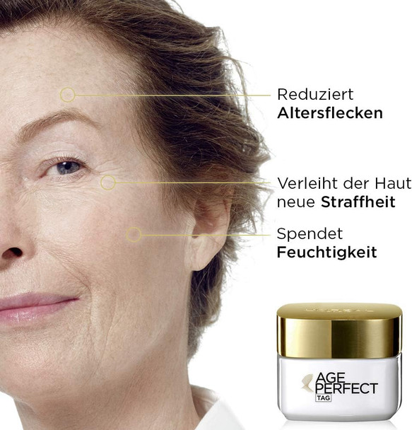 L'Oreal Paris Age Perfect Face Care Set Anti-Ageing Day Cream And Night Cream Support Effect And Firmness For Mature Skin With Soy Ceramide 2 X 50 Ml