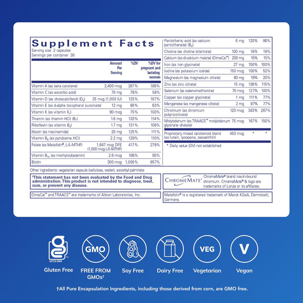 Pure Encapsulations PreNatal Nutrients 60 caps