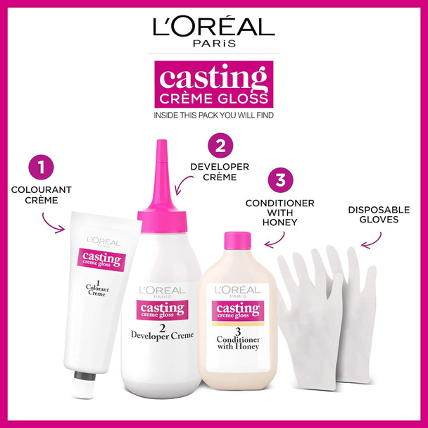 L'Oreal Paris Ammonia Semi-Permanent Hair Dye Glossy Hair Colour Natural Looking Finish For Up To 28 Shampoos Casting Creme Gloss 1 Application 910 Iced Blonde 1 Count