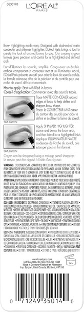 L'Oreal Paris Brow Stylist Brow Raiser Highlighter Duo Medium 0.16 Oz.