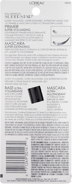 L'Oreal Paris Cosmetics Voluminous Superstar Waterproof Mascara Blackest Black 1 Tube