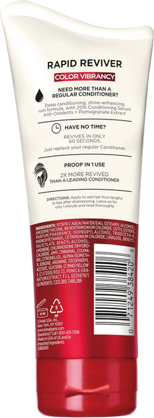 L'Oreal Paris Elvive Color Vibrancy Rapid Reviver Deep Conditioner Repairs Damaged Color-Treated Hair No Leave-In Time With Damage Repairing Serum And Antioxidants 6 Oz.