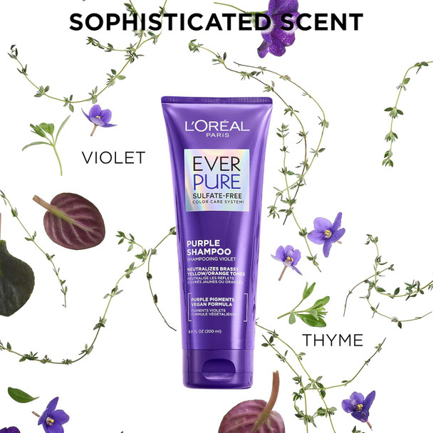 L'Oreal Paris Everpure Sulfate Brass Toning Purple Conditioner For Blonde Bleached Silver Or Brown Highlighted Hair 23 Fl Oz Packaging May Vary