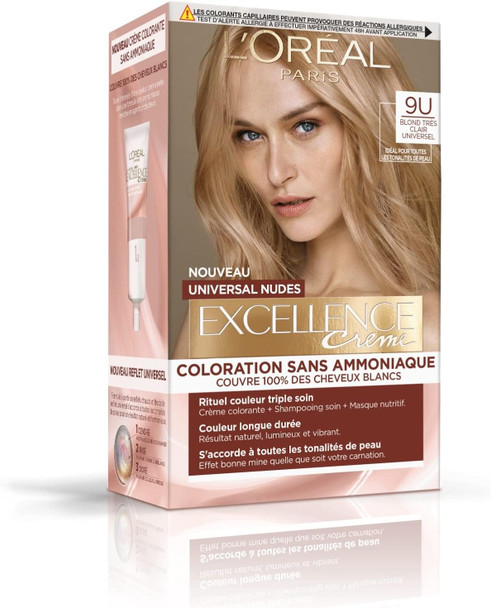 L'Oreal Paris Excellence Creme Universal Hair Colour Kit 9U Very Light Blonde