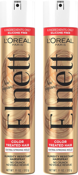 L'Oreal Paris Hair Care Elnett Satin Extra Strong Hold Hairspray For Color Treated Hair Long Lasting Plus Humidity Resistant Hair Spray 11 Ounce 2 Count L'Oreal Paris Hair Care Elnett Satin Extra Strong Hold Hairspray For Color Treated Hair Long Lasting Plus Humidity Resistant Hair Spray 11 Ounce 2 Count