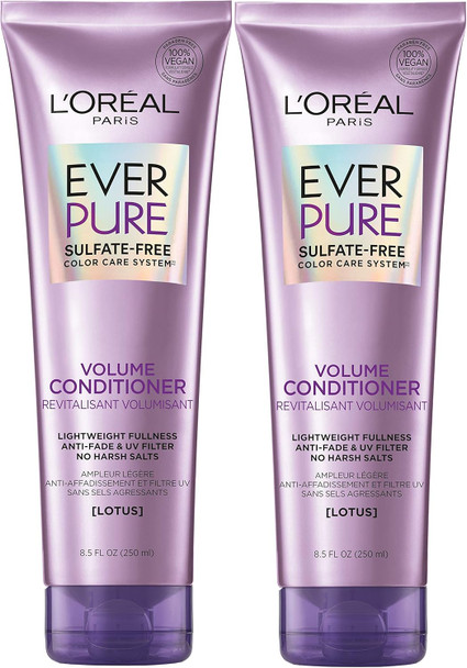 L'Oreal Paris Hair Care Everpure Sulfate Volume Conditioner With Lotus Flower 2 Count 8.5 Fl. Oz Each