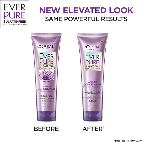 L'Oreal Paris Hair Care Everpure Sulfate Volume Conditioner With Lotus Flower 2 Count 8.5 Fl. Oz Each