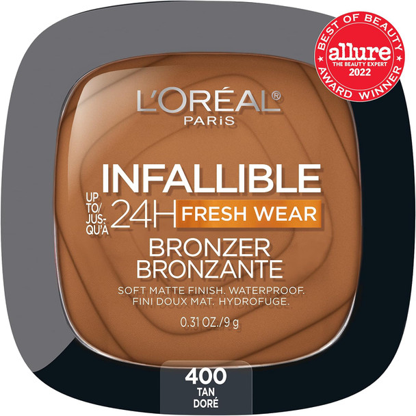 L'Oreal Paris Infallible Up To 24H Fresh Wear Soft Matte Longwear Bronzer. Waterproof Heatproof Transfer Humidity And Sweatproof Tan 0.31 Oz