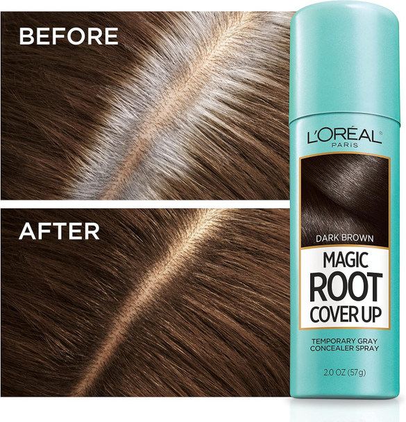 L'Oreal Paris Magic Root Cover Up Gray Concealer Spray Medium Brown 4 Oz 2 Pack