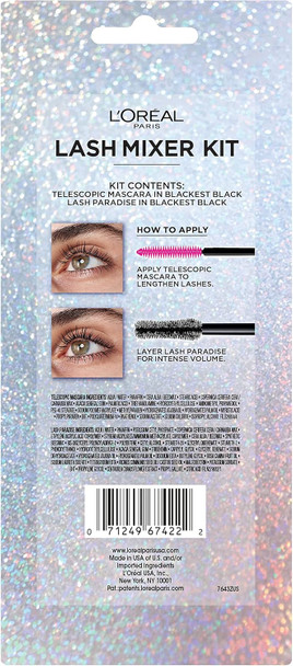 L'Oreal Paris Makeup Voluminous Lash Paradise Mascara For Eyelash Volume And Telescopic Mascara For Lengthening Lashes Blackest Black 1 Count Of Each