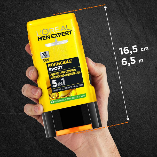 L'Oreal Paris Men Expert 5-In-1 Shower Gel For Men For Cleansing Body Hair And Face Invincible Sport Camphor 1 X 300 Ml L'Oreal Paris Men Expert 5-In-1 Shower Gel For Men For Cleansing Body Hair And Face Invincible Sport Camphor 1 X 300 Ml