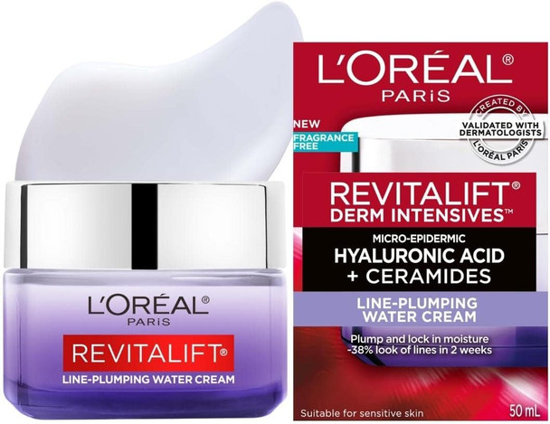 L'Oreal Paris Revitalift Derm Intensives Micro-Hyaluronic Acid + Ceramides Line-Plumping Water Cream 1 1.7 Ounce