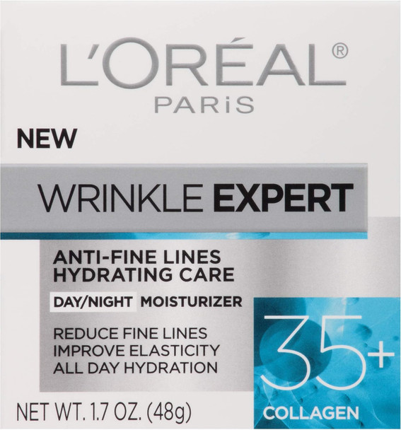 L'Oreal Paris Skincare Wrinkle Expert 35+ Collagen Face Moisturizer To Reduce Fine Lines Hydrate All-Day And Improve Elasticity 1.7 Oz