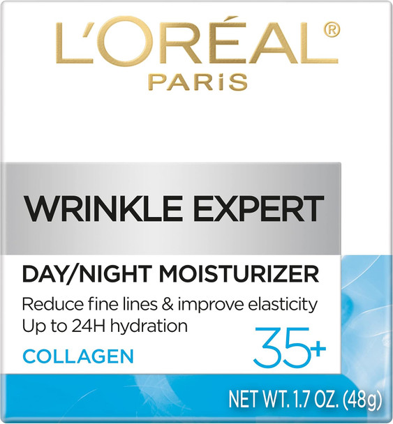 L'Oreal Paris Skincare Wrinkle Expert 35+ Collagen Face Moisturizer To Reduce Fine Lines Hydrate All-Day And Improve Elasticity 1.7 Oz