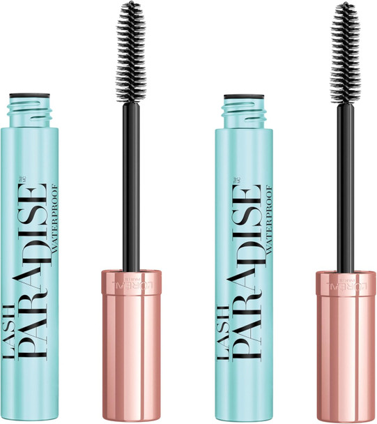 L'Oreal Paris Voluminous Makeup Lash Paradise Waterproof Mascara Voluptuous Volume Intense Length Feathery Soft Full Lashes No Smudging No Clumping Black 0.25 Fl Oz Pack Of 2
