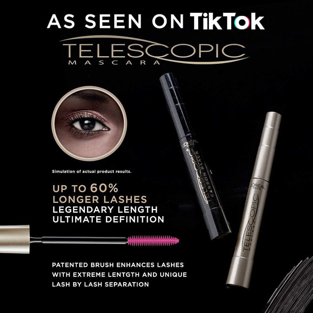 L'Oreal Telescopic Lenghtening Mascara - Extra Black 8Ml/0.27Oz