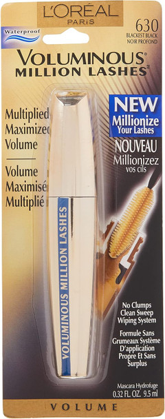 L'Oreal Volume Million Lashes Waterproof By Paris Blackest Black N°630