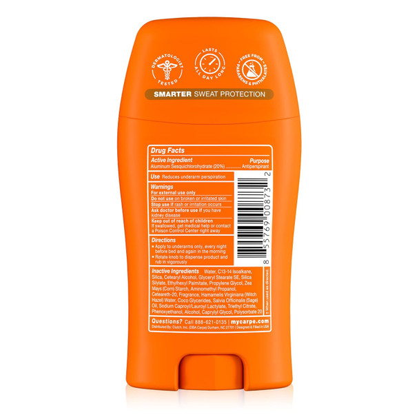 Carpe Underarm Antiperspirant - Coconut Vanilla Deodorant for Women - 100 Hour Sweat & Odor Control - Deodorant for Excessive Sweating - Clinical Strength Antiperspirant - Coconut Vanilla Scent