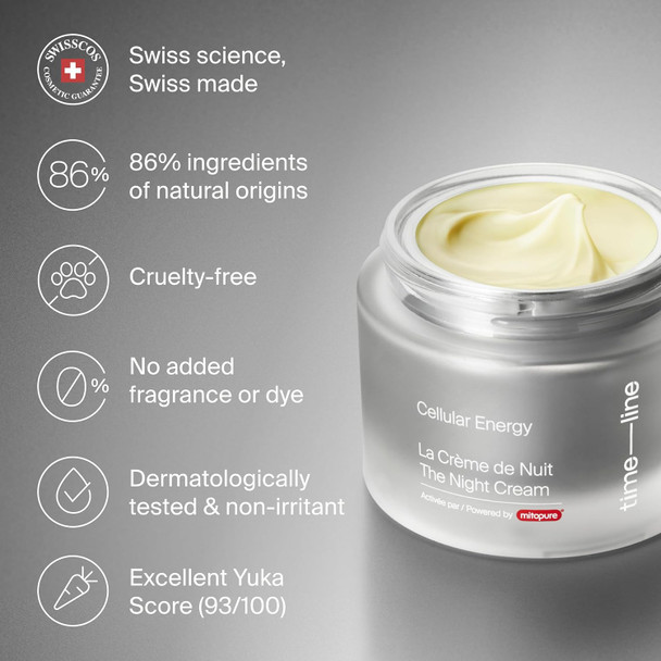 The Night Cream powered by Mitopure (Urolithin A) Helps skin regenerates overnight, clinically proven to boost skin hydration and significantly reduce wrinkles appearance. 1.69oz (50ml) (1.69 FL OZ)