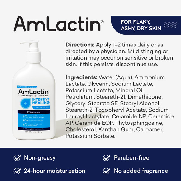 AmLactin Intensive Healing Body Lotion for Dry Skin – 14.1 oz