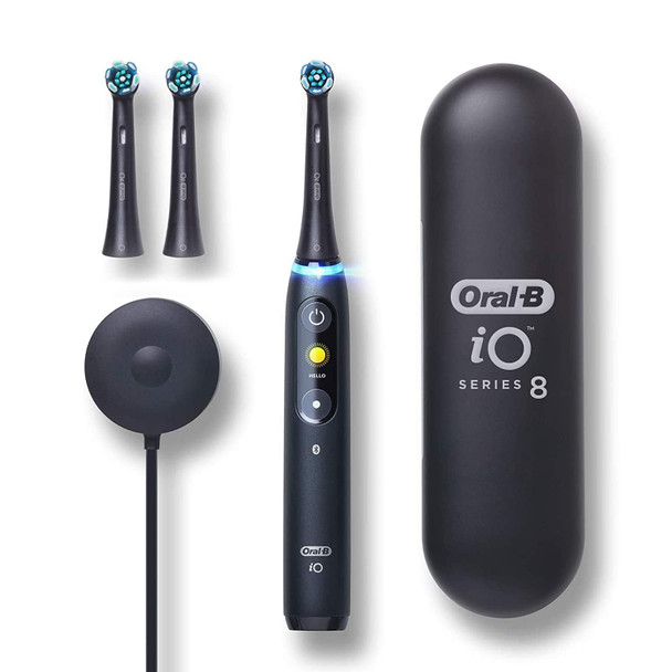 Oral-B iO Series 8 Electric Toothbrush With 3 Brush Heads, Black Onyx