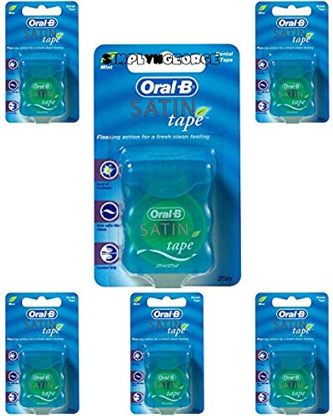 Oral-B Statin Tape Dental Floss 25m (6 Units) by Oral-B Satin Tape Mint