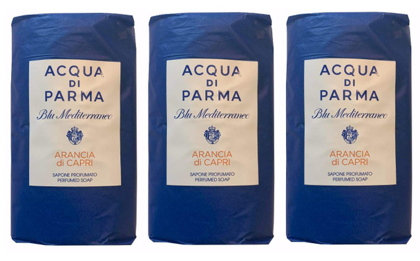 Acqua Di Parma Arancia Di Capri Blu Mediterraneo Wrapped Soaps 100 Grams - Set Of 3
