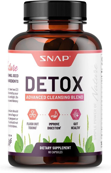 Snap Supplements Detox Cleanse Capsules - Advanced Blend For Full Body Detox & Cleanse Flush Out Toxins Improve Digestion & Gut Health Cleanse And Detox Licorice & Ginger Root (60 Capsules)