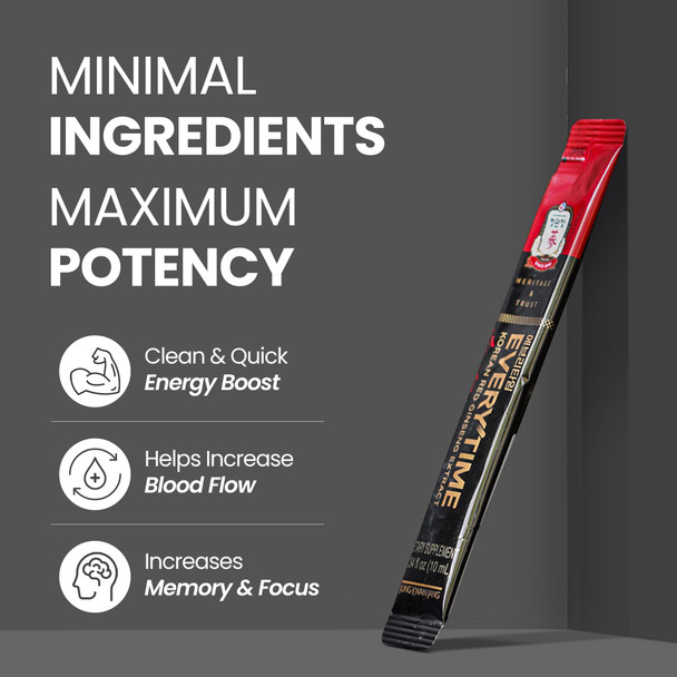 Jung Kwan Jang Korean Red Ginseng Extract Everytime 3000Mg | Sugar Free Energy Supplement Ginseng Tea Ginseng Supplement Korean Food | Energy Boost Stamina | 30 Count