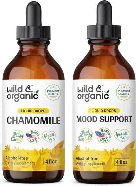 Wild & Organic Chamomile Tincture 4 Fl Oz & Mood Support Tincture 4 Fl Oz