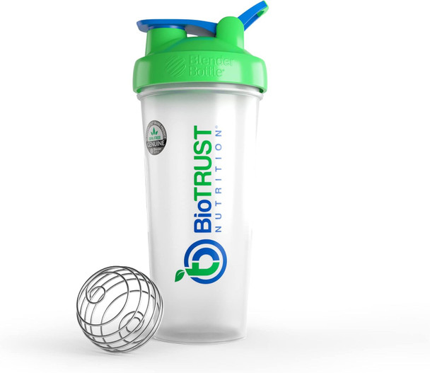 Biotrust Blenderbottle Classic Shaker Bottle 28-Ounce With Loop Clear/Green