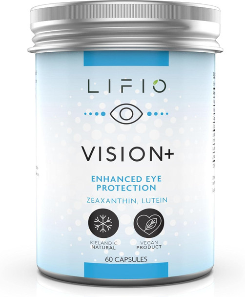 Lifio Vision+ Enhanced Eye Protection With Icelandic Astaxanthin Zeaxanthin And Lutein Vegan 60 Capsules