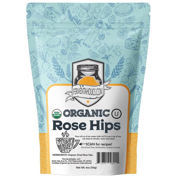 Fermentaholics Usda Certified Organic Dried Rose Hips - Perfect For Kombucha Brewing