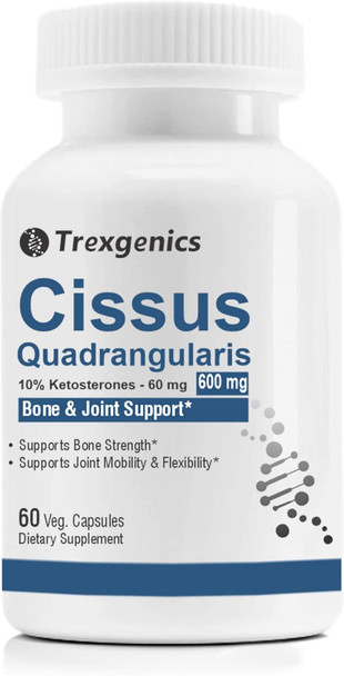 Trexgenics Cissus Quadrangularis 10% Ketosterones 600 Mg Joint & Bone Density Support Vegan & Non-Gmo (60 Veg. Capsules) (Pack Of 1)