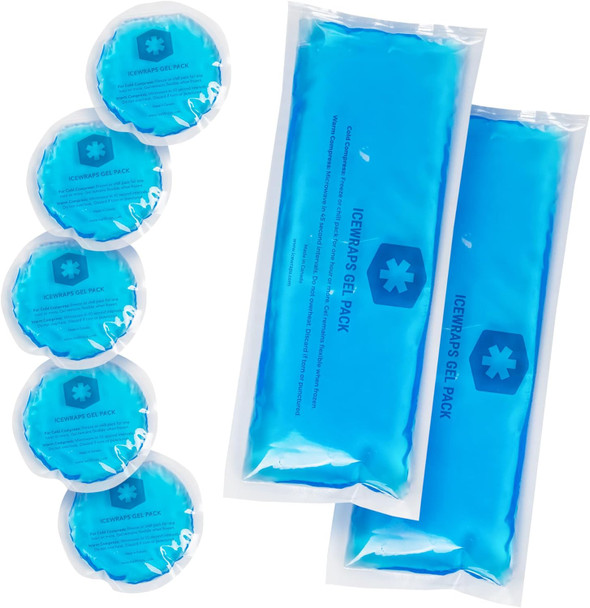 Icewraps Extra Large 6X12 Gel Ice Packs For Injuries Reusable And 4” Round Gel Ice Packs With Clear Backing | Hot Cold Packs For Sports Injuries And Physical Therapy | Breast Nipple And Eye Ice Pack