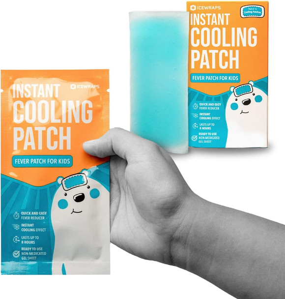 Icewraps Fever Patch For Kids - Cooling Patches For Adults Or Kids - Migraine Gel Sheets - Headache Patches Pack Of 15