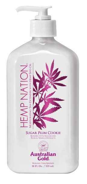 Australian Gold Hemp Nation Sugar Plum Cookie Bundle - Tan Extender Body Lotion (18 Fl Oz) And Body Wash (8 Fl Oz) Delectable Blend Of Sugarcane Plum And Vanilla Pure Hemp Seed Oil