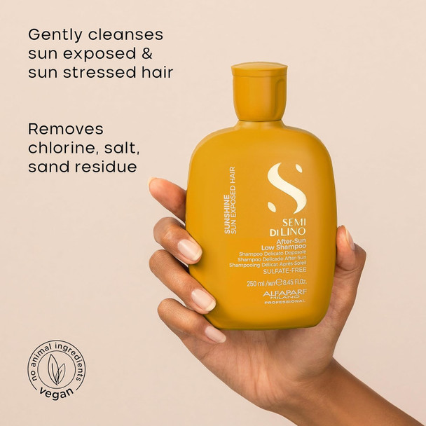 Alfaparf Semi Di Lino Sunshine Sulfate Free Shampoo - After Sun Shampoo - Chlorine Protection - Sun And Solar Protection - Vegan Formula - For Shiny Silky And Protected Hair
