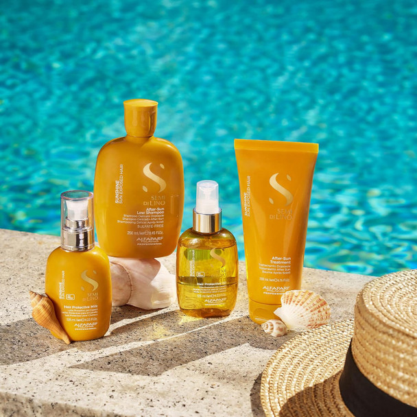Alfaparf Semi Di Lino Sunshine Sulfate Free Shampoo - After Sun Shampoo - Chlorine Protection - Sun And Solar Protection - Vegan Formula - For Shiny Silky And Protected Hair