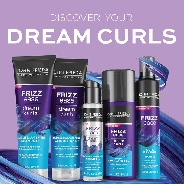 John Frieda Frizz Ease Dream Curls Curly Hair Shampoo Sls/Sles Sulfate Free Helps Control Frizz With Curl Enhancing Technology 8.45 Fluid Ounces (Pack Of 2)