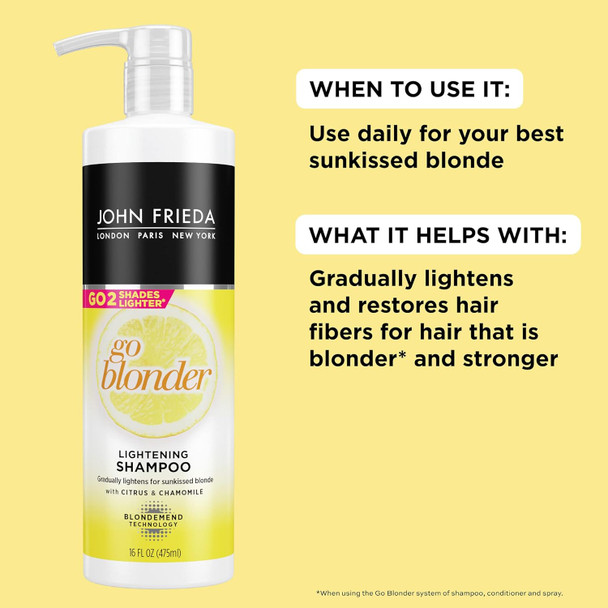 John Frieda Sheer Blonde Go Blonder Blonde Shampoo Gradual Lightening Shampoo With Citrus And Chamomile Featuring Our Blondmend Technology 16 Oz